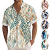 Гавайская рубашка для мужчин, мужские винтажные рубашки для боулинга на пуговицах, летняя пляжная рубашка с коротким рукавом