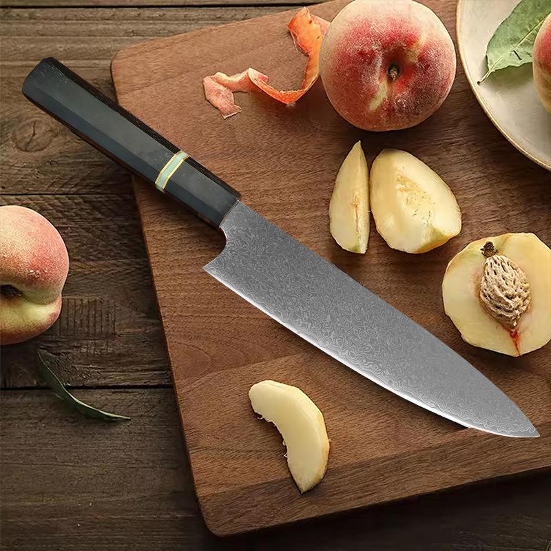 8 Inch Chef Knife 67-layer Damascus Steel Blade Ebony Handle Cleaver Meat Slicing Vegetable Japanese Kitchen Knife Cooking Tools