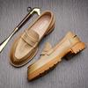 British Retro Casual Men'S Shoes Trendy Loafers Men'S Leather Lazy Shoes Heightening One Pedal Leather Shoes