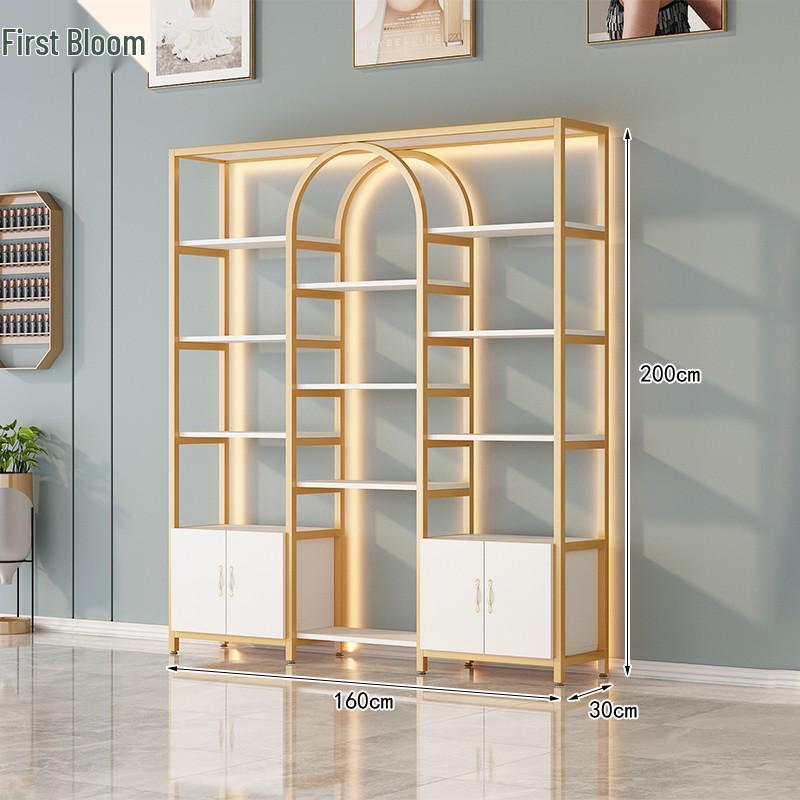 Multi-Function Light Luxury Nail Polish & Skincare Display Shelf for Beauty Salons