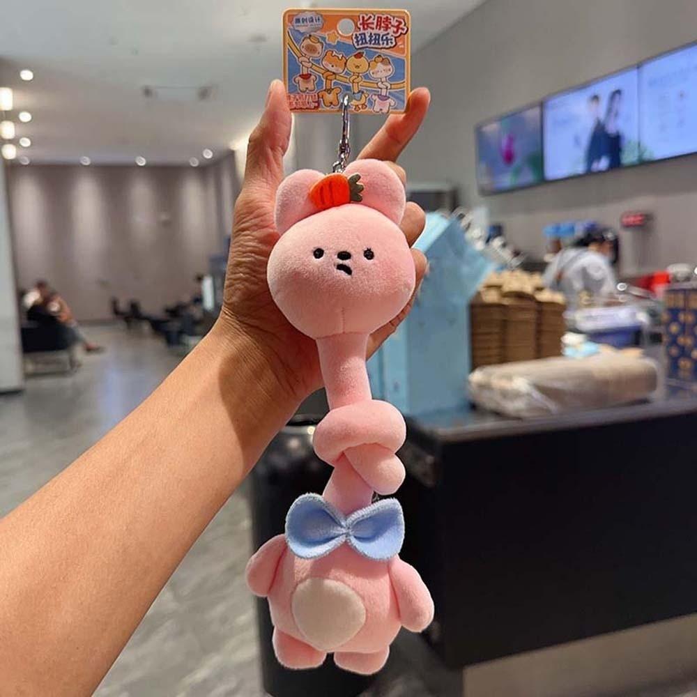 Flexible Structure Long Neck Stuffed Doll Twistable Animal Key Chain Gift for Girls