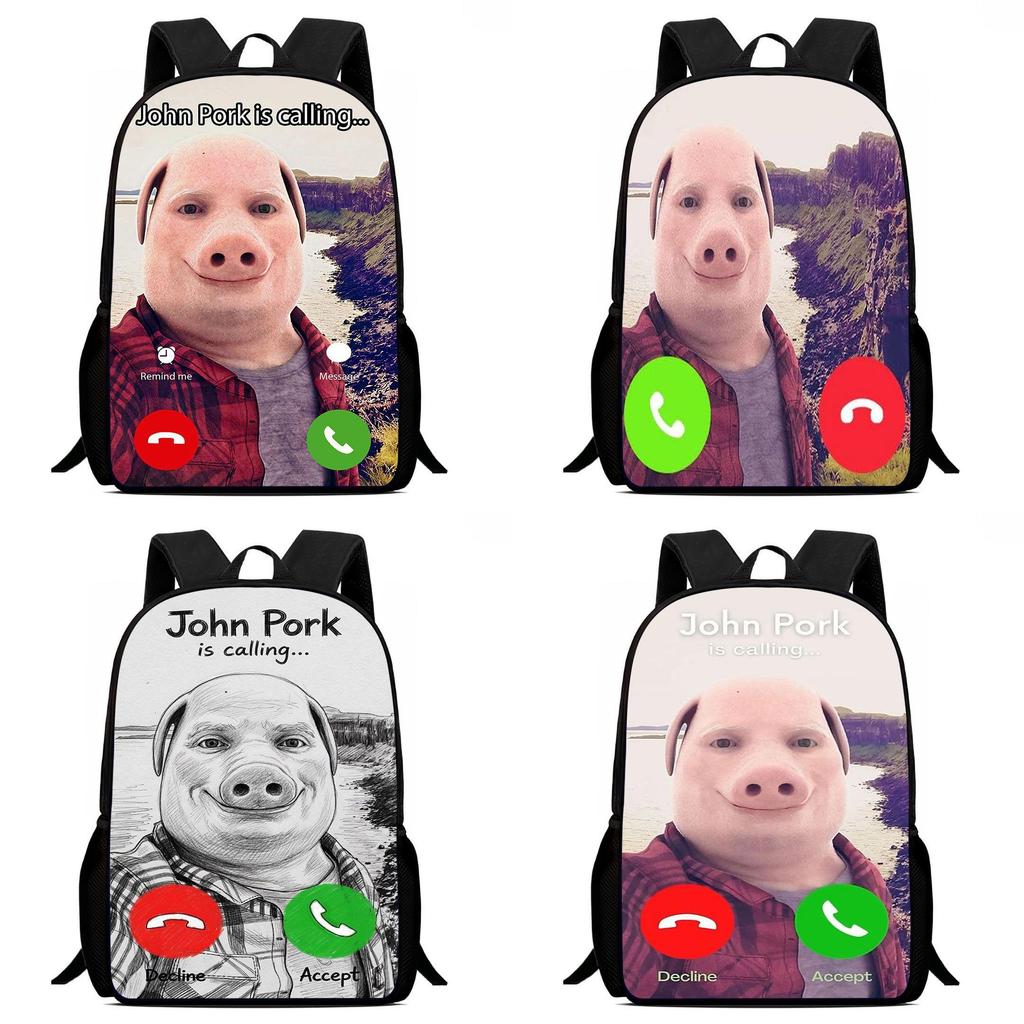 Школьный рюкзак Johnpork Pig God с геометрическим принтом для подростков и студентов