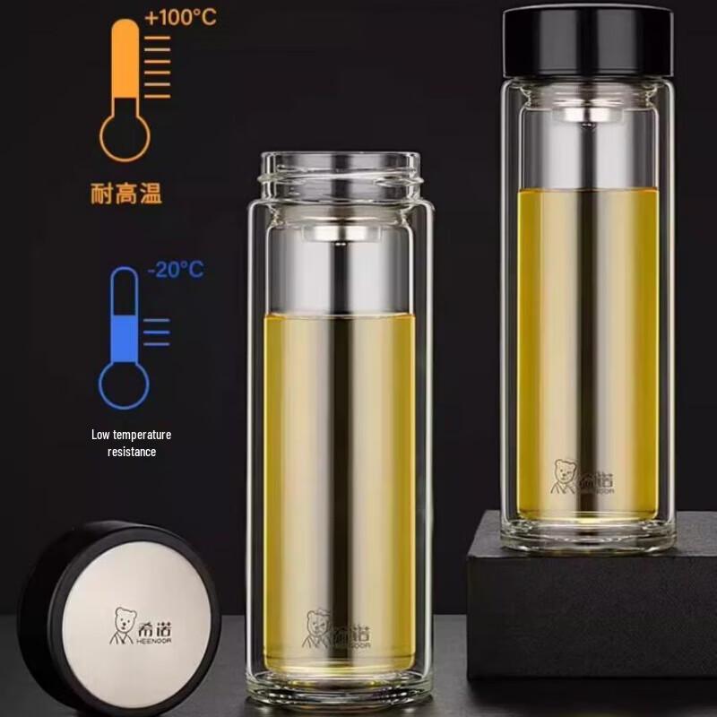 Heenoor Double-Layer Glass Tea Infuser Cup with Gift Box, 320ml