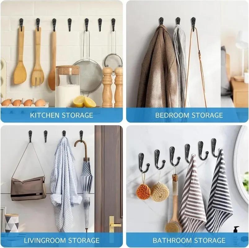50/1 шт. крючки из сплава с винтами настенные вешалки для полотенец пальто сумки крышки крючки для кухни ванной комнаты держатели для хранения вещей