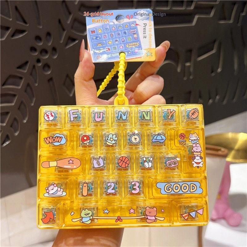 Cute Portable Decompression Toy 26 Key Sensory Push Button Toy Fashion Bag Pendant for Daily Time Killing