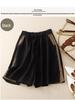 2024 Women's Summer Cotton Linen Elastic Waist Wide-Leg Shorts