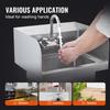 Commercial Hand Sink with Faucet and Side Splash, NSF Stainless Steel Sink for Washing, Small Hand Washing Sink, Wall Mount Hand Basin for Restaurant,