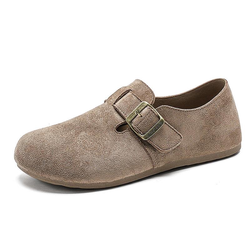 Womens Retro Loafers With Inner Height Increase And Buckle Closure For Casual Daily Wear