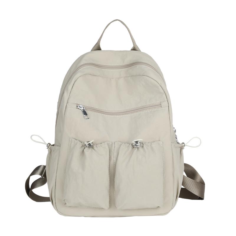 College Style Student School Bag Commuter Nylon Backpack Solid Color Women's Sports Bag