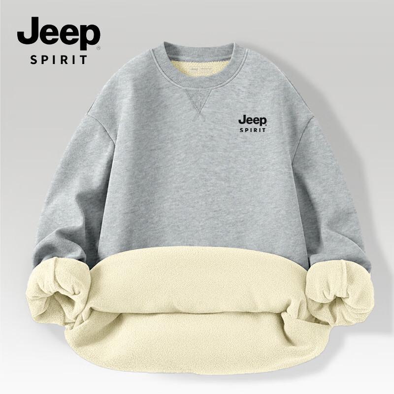 JEEP SPIRIT Men's Fleece-lined Crewneck Sweatshirt