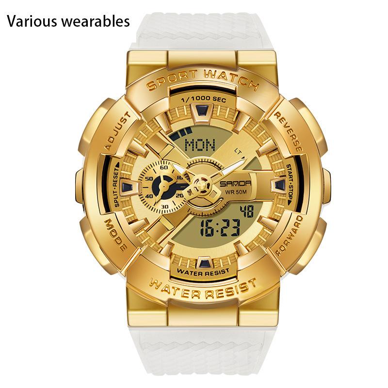 С функцией подсветки руки Творческая личность Мужские Двойной Дисплей Синхронный Механизм Электронные Часы