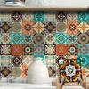 10 шт. Ретро-плитка Мандала Наклейки Водонепроницаемые ПВХ Декали - Сине-Белые Марокканские Цветочные Настенные/Напольные Наклейки для Кухни Ванной Комнаты DIY