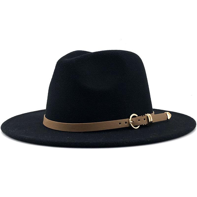 New Men Women Flat Brim Panama Style Wool Felt Jazz Fedora Hat Cap Gentleman Europe Formal Hat White Floppy Trilby Party Hat