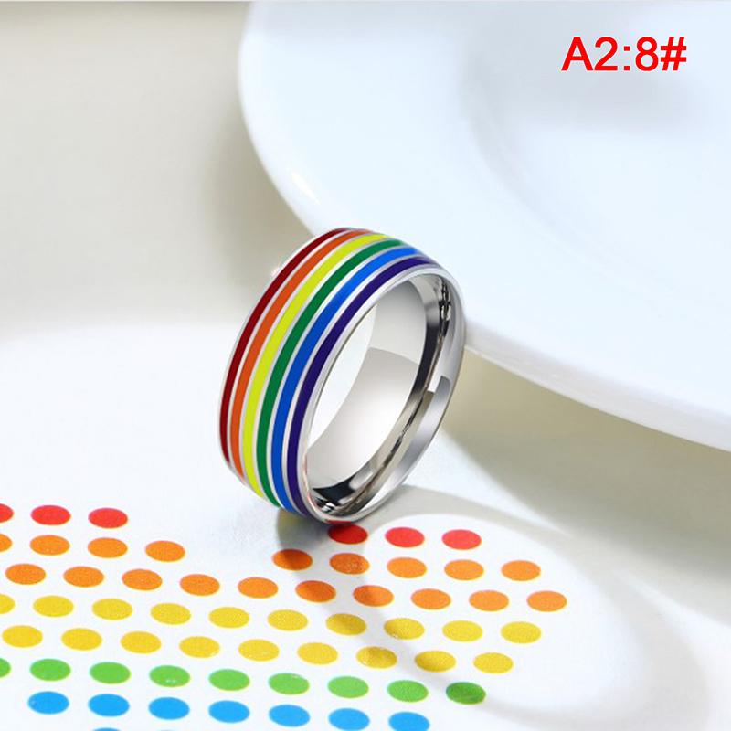 Эмалированное кольцо из нержавеющей стали с радужным ЛГБТ-кольцом для геев-лесбиянок