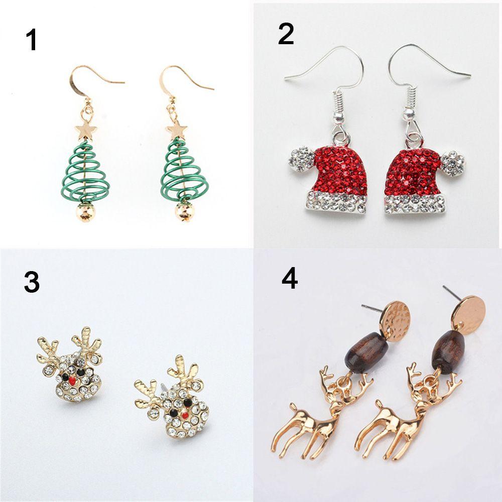 Новые Женские Рождественские Подарки Серьги Снеговик Рождественская Елка Серьги Капли Санта Клаус