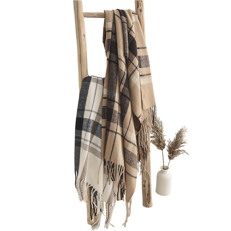 Шарф в британском стиле, женский, зимний, атмосфера, новый, осенне-зимний, утолщенный, универсальный, атмосфера, теплый шарф