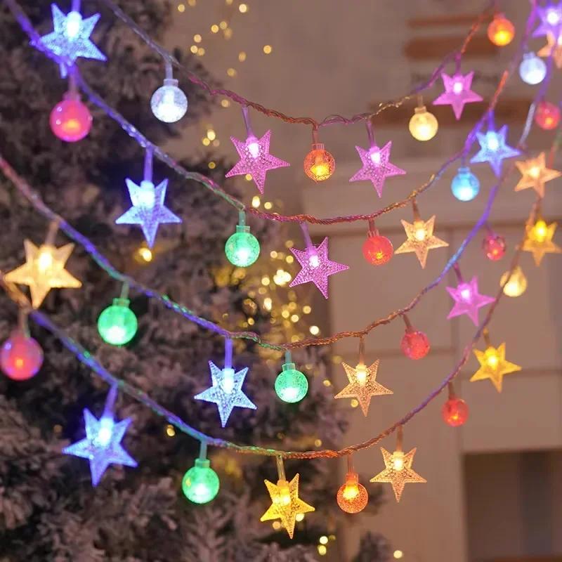 Multicolor Battery Powered Star Globe String Lights IP65 Waterproof LED Fairy Lights for Outdoor Tree Garden Party Decoration