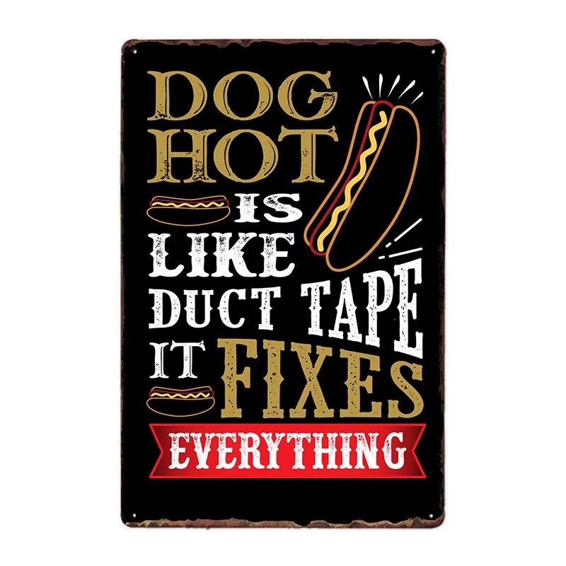 Хот-доги Ретро жестяная вывеска Хот-дог металлический плакат винтажная доска фаст-фуд магазин в отеле Настенный декор 20x30 см