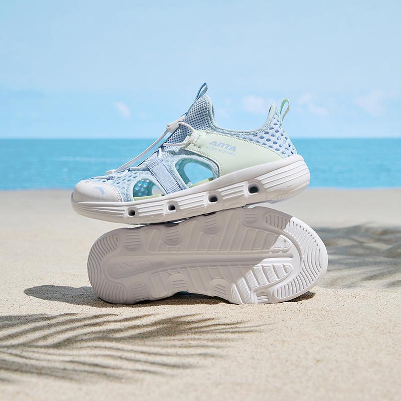 Anta Kids Synthetic Leather Fabric Trendy Comfortable Versatile Outdoor Sports Casual Beach Shoes Kids Shoes Blue Green A322426906-4