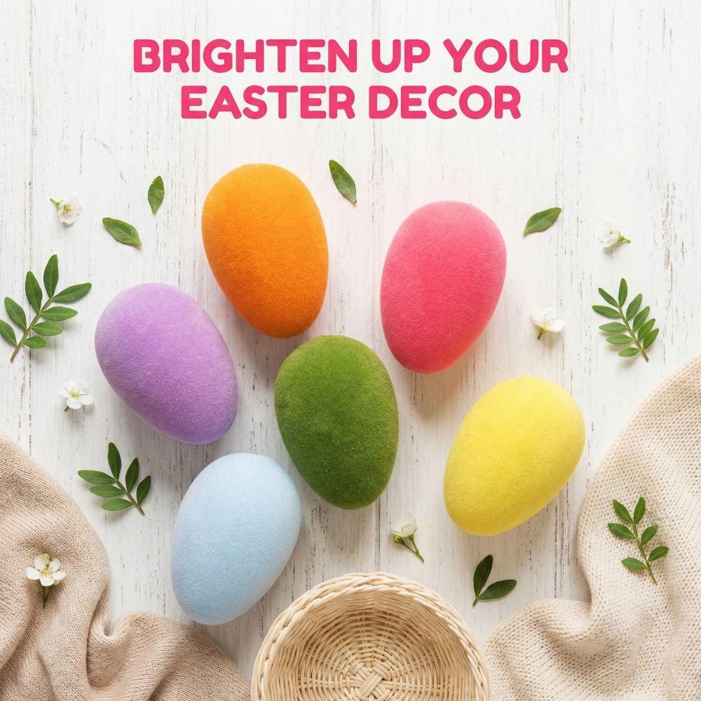 Flocking Design Easter Egg Ornament Colorful Flocking Handmade Craft  Craft Display
