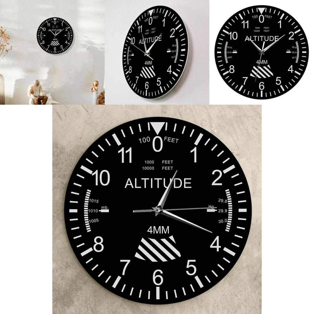 Black Wooden Wall Clock With Analog And Digital Time For Living Room And Office Use