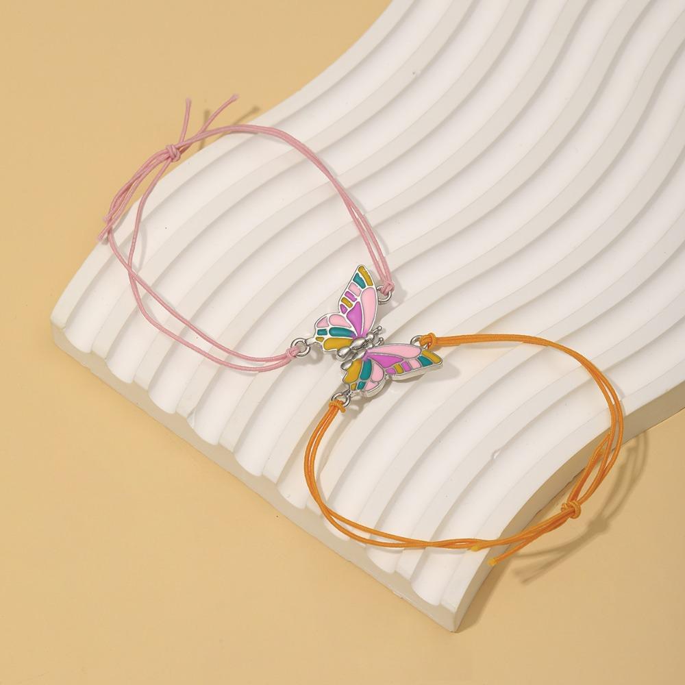 2 шт./набор Классический браслет-бенгл с подвеской-бабочкой Креативный браслет на эластичной веревке Лучшие друзья
