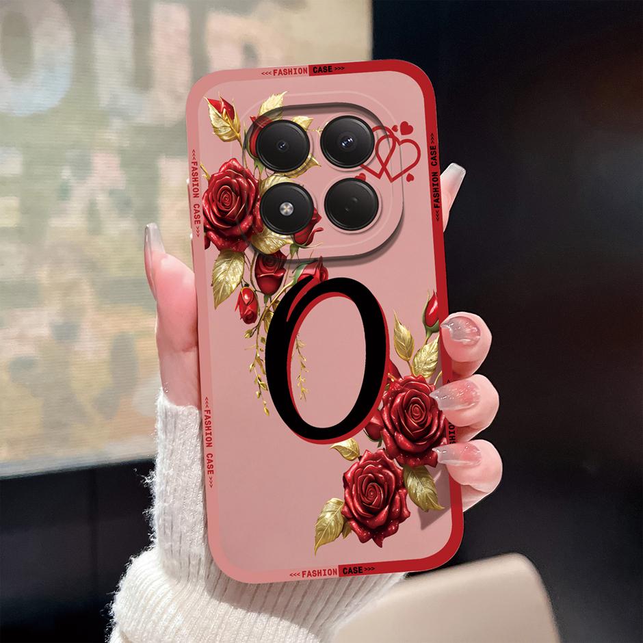 For Redmi Note 15 Pro 4G 5G Cases Luxury Rose 26 Letters Shockproof Silicone Cover For RedmiNote15 Fundas RedmiNote15Pro Bumper