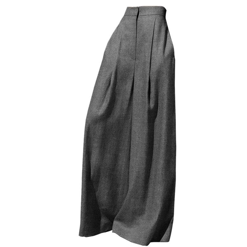 Gray High-Waist Casual Wide-Leg Pants - Women's Autumn/Winter Style
