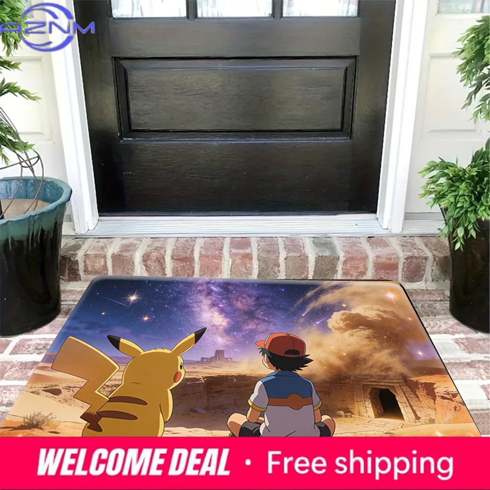 Pokemon Ash & Pikachu Desert Starry Sky Print Non-Slip Doormat Soft Floor Mat