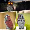 Owl Statue Night Light Lifelike Owl Garden Statue with Solar Powered Glowing Eyes Resin Owl Sculpture Decoration for Porch Patio Lawn