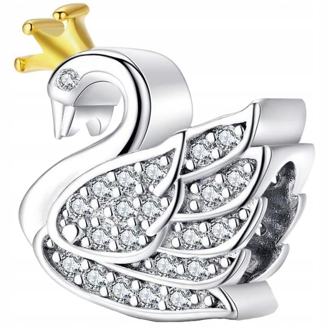 Charms Swan Crown Bead 925 Pendant Colorful Zircons Beads