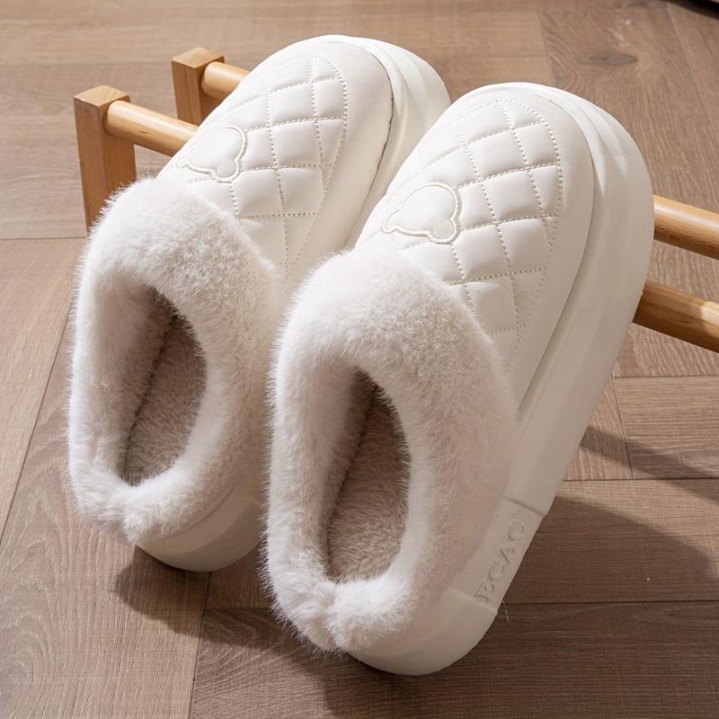 Женские нескользящие домашние тапочки, зимняя теплая толстая подошва, стеганый узор, подошва из ЭВА, ПУ, моющаяся тканевая подкладка, для домашнего использования парами