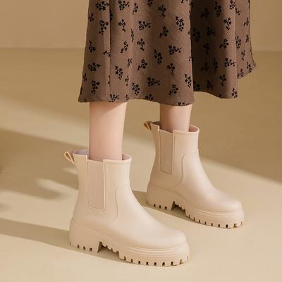 Женские эластичные дождевые туфли, полусапоги, универсальные, с увеличением роста, водонепроницаемые, нескользящие, для дождя, для улицы, можно носить полусапоги