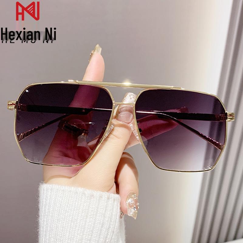 Унисекс Солнцезащитные очки с большой оправой и двойной переносицей для путешествий и стиля