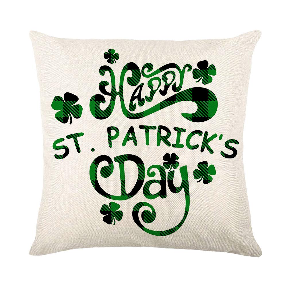 Combination Festival Cushion St. Patrick's Day Cushion Green Plaid Four-leaf Clover Sofa Cushion