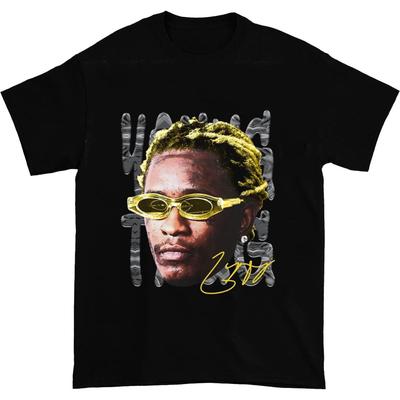 Винтаж Футболка с автографом Young Thug Для фанатов Плотный хлопок Унисекс Унисекс Черная футболка CM249 Унисекс Футболка
