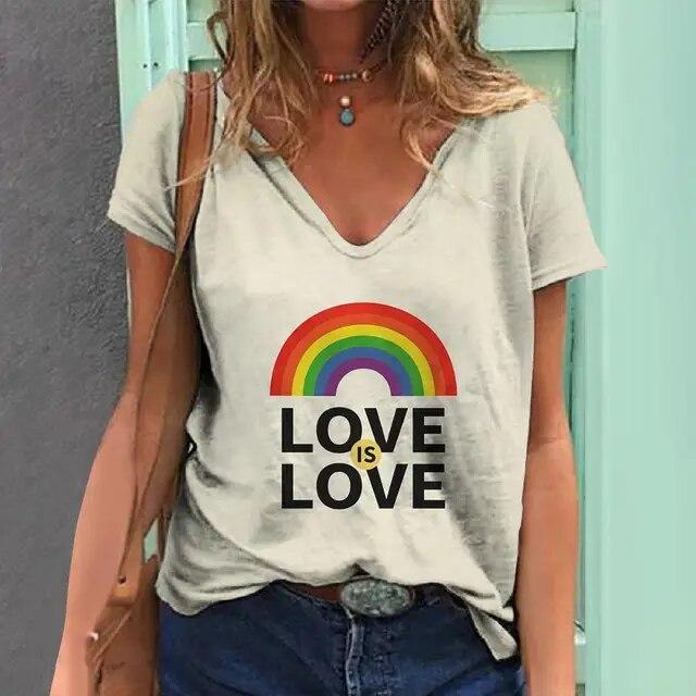 Женская футболка с 3d радужным принтом, топы, модные повседневные футболки с v-образным вырезом, одежда Pride Month, летние женские пуловеры большого размера