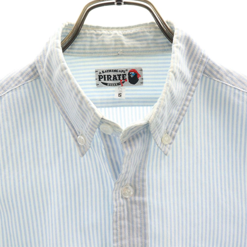 A BATHING APE stripe Long sleeve Button down shirt S Blue Men's Used