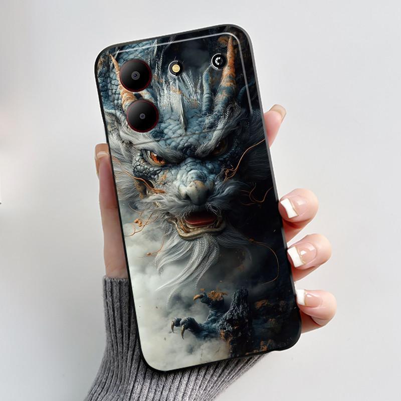 Phone Case For ZTE Blade A54 4G Jelly Soft Black Cover Dreamy Style Pattern Sunset Moonlight Casing ZTE Blade A54 4G Casing