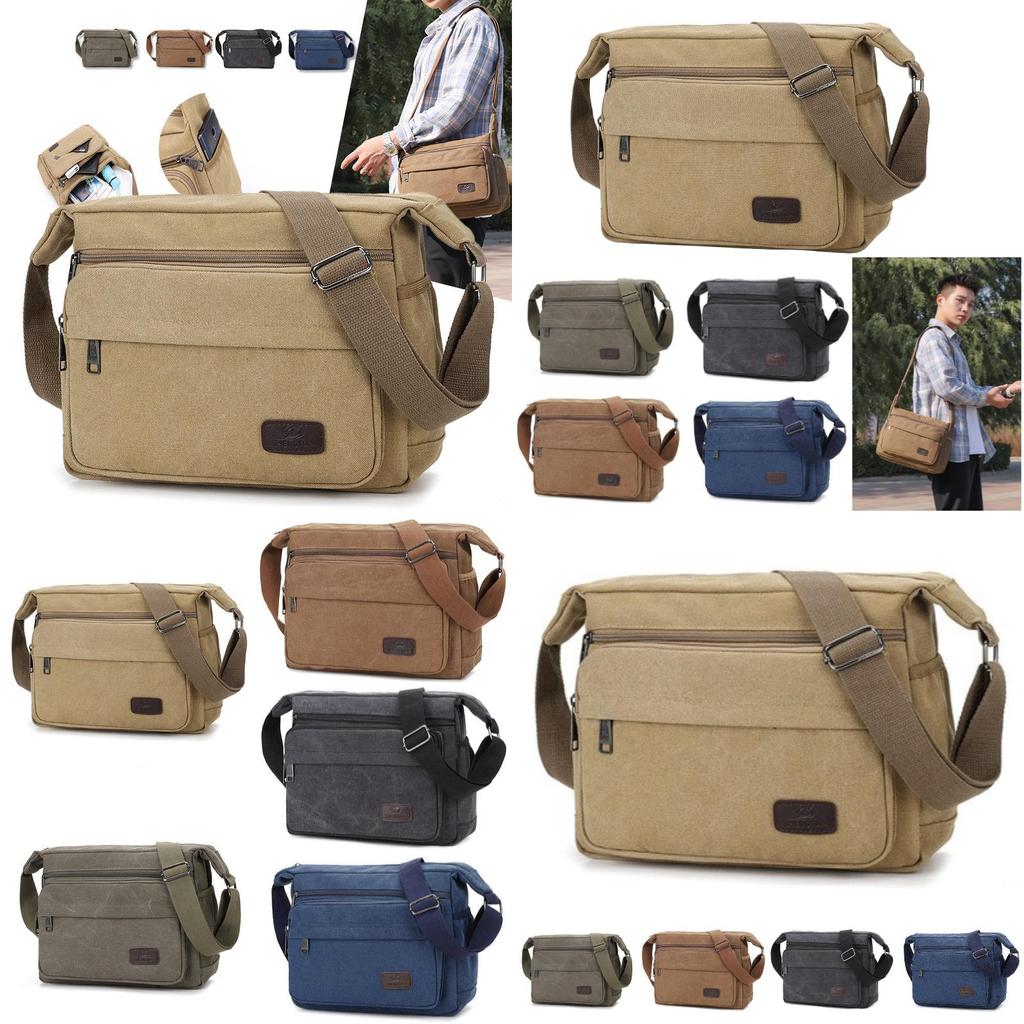 Large Capacity Canvas Shoulder Bag For Men Street Style Durable Material Travel Companion