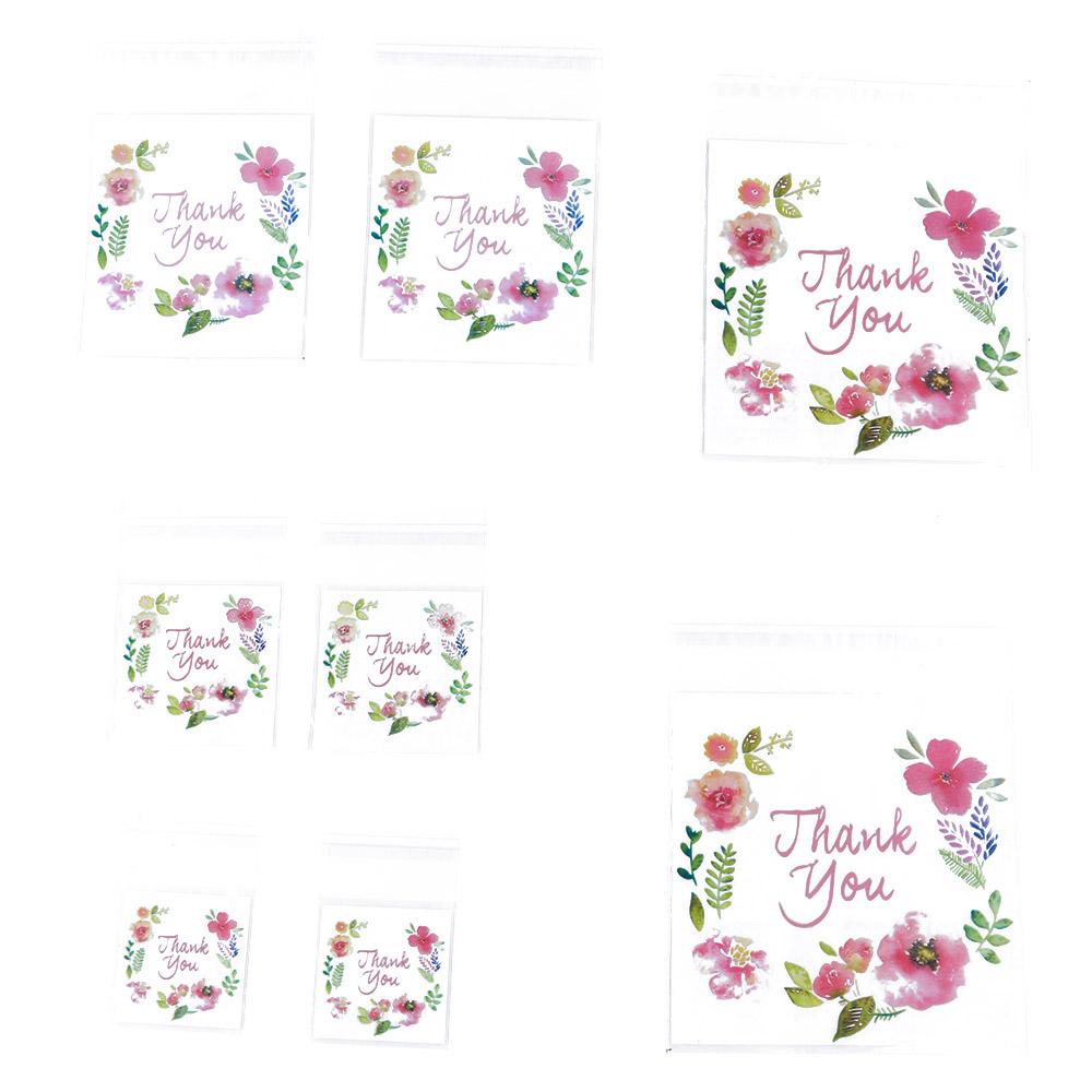 100pcs   4 Sizes Hot Wedding Favors Plastic Thank You Candy Bag Cookie Package Self-Adhesive