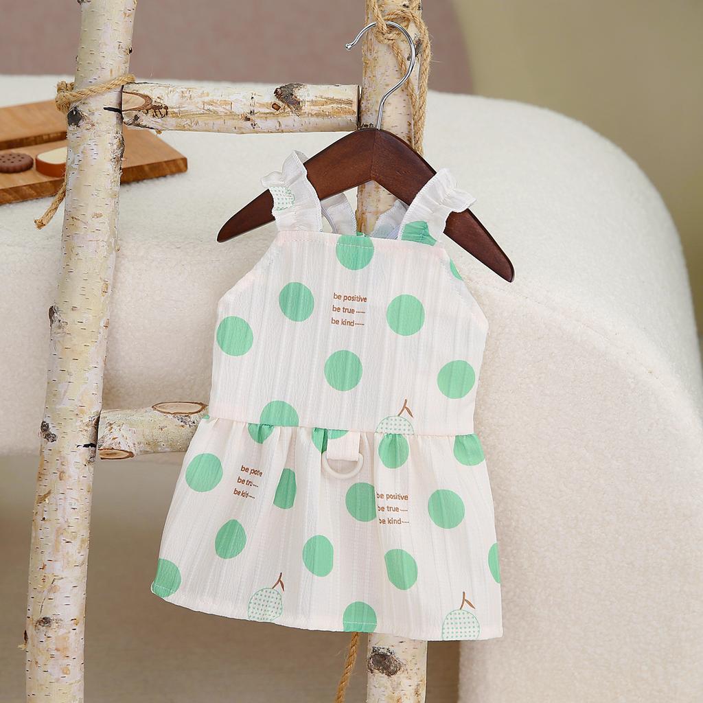 Spring and Summer Thin INS Style Korean Macaron Floral Edge Polka Dot Bubble Skirt Teddy, Pet Cat Clothes