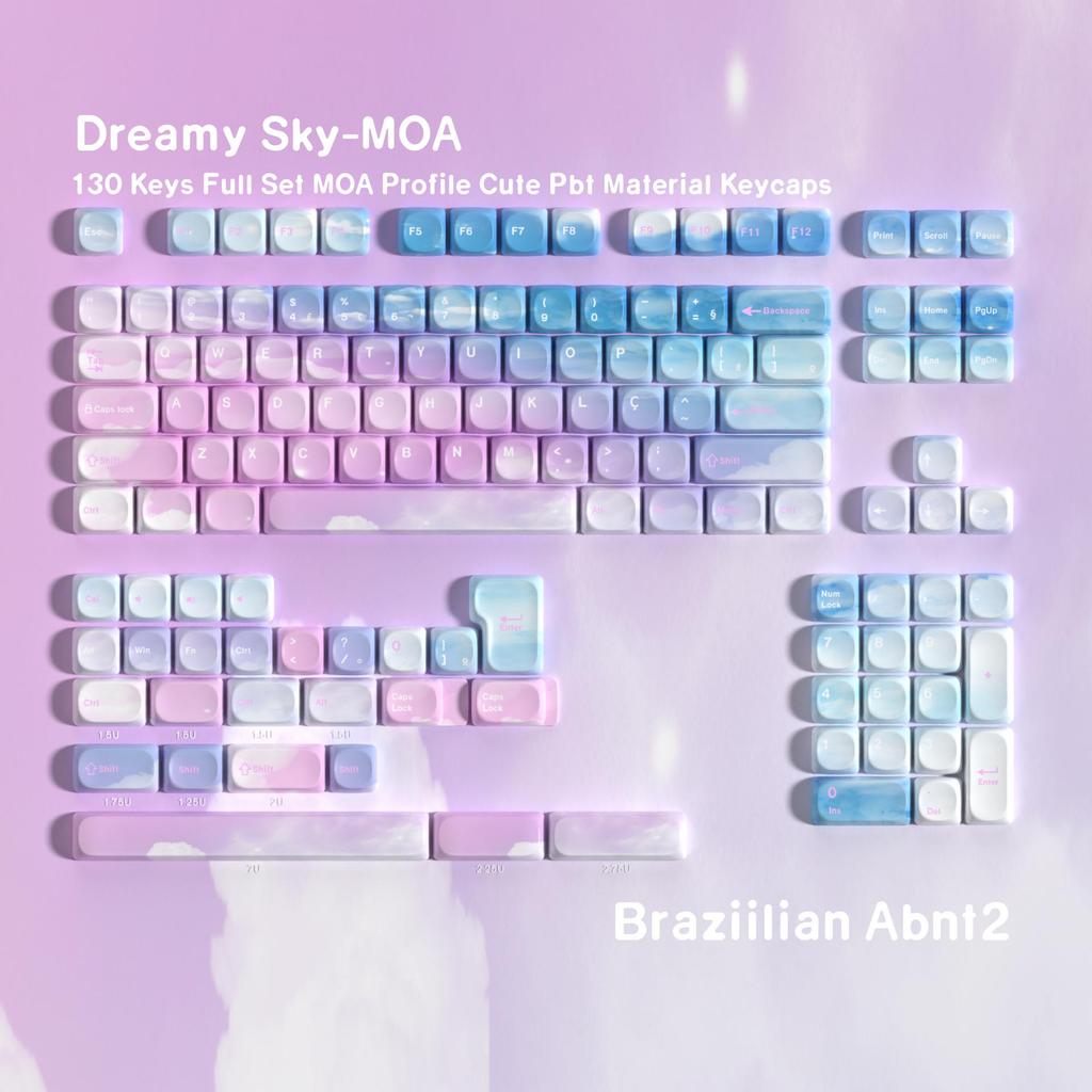 MOA Sky PBT Keycaps с сублимационной печатью: Арабский, Корейский, Немецкий, Французский, Испанский, Бразильский, Русский, Языки меньшинств