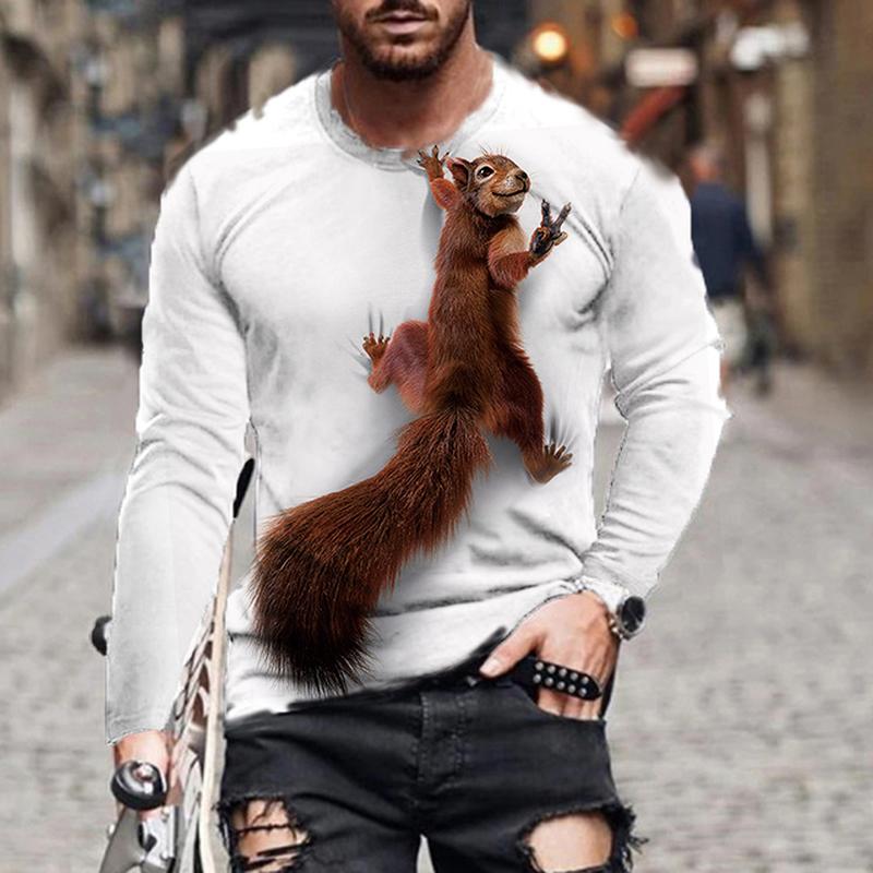 Мужская футболка с драконом, повседневная футболка с 3D принтом и длинным рукавом, волшебное животное, графический топ, футболки с уличным узором, мужские/женские футболки в стиле хип-хоп