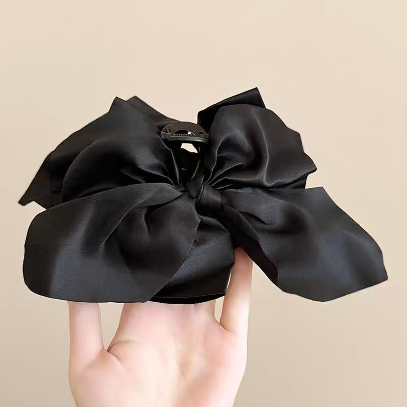 Simplicity Black and White Big Bow Hair Clip for Women Elegant Ponytail Clip Girl Hair Clamp Hair Accessories