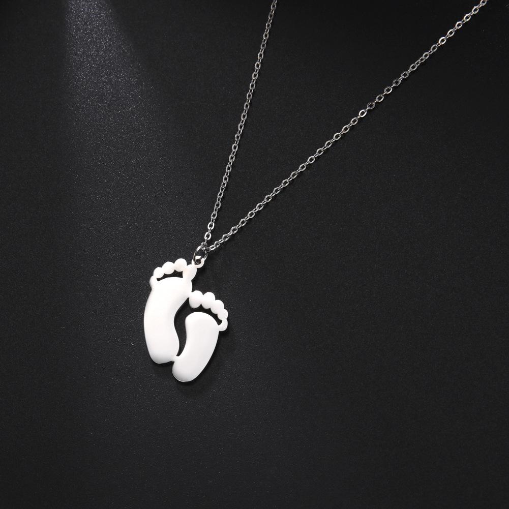 Ожерелье с детским следом, цепочка, подарок для женщин, мужчин, папы и матери, ювелирные изделия из нержавеющей стали
