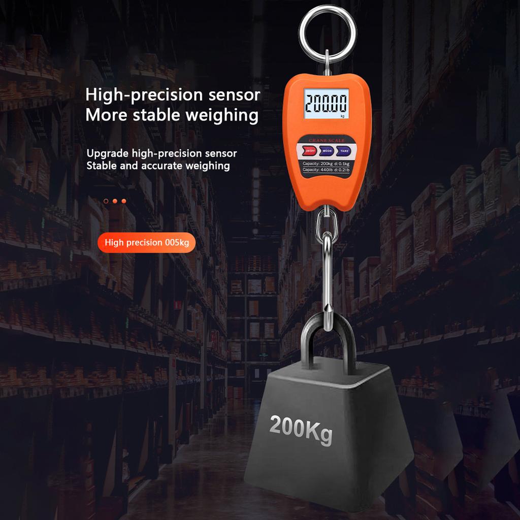 Digital Crane Scale 440lb/200kg Handheld Industrial Electronic Hanging Scale High Precision Weighting Scale Portable Small Hook
