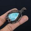 Republic Larimar Pendant, 999 Copper Wire Wrapped Jewelry, Gemstone Jewelry Pendant, Handmade Wedding Gift Jewelry