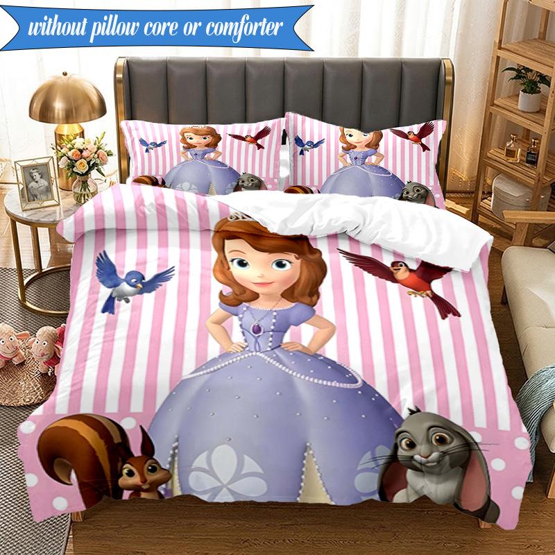 Princess Sofia 3pcs K-pop music group Bedding set,Ideal for Bedroom, Dormitory,Including Duvet Cover And 2pcs Pillowcases,Fan gifts