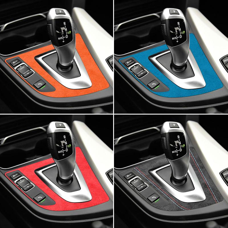 For BMW F30 F34 F36 Gear Shift Control Panel Trim Frame Decorative Sticker Made of Alcantara Car Interior Tuning Accessories blvc18